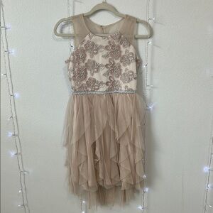 Elegant Cream and Gold Kids Dress
